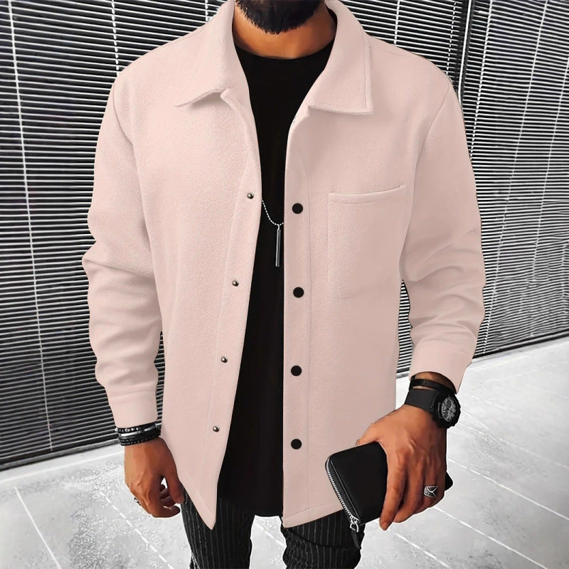 Solid color button front pocket jacket