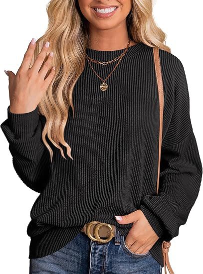 Women's long-sleeved ribbed knit top