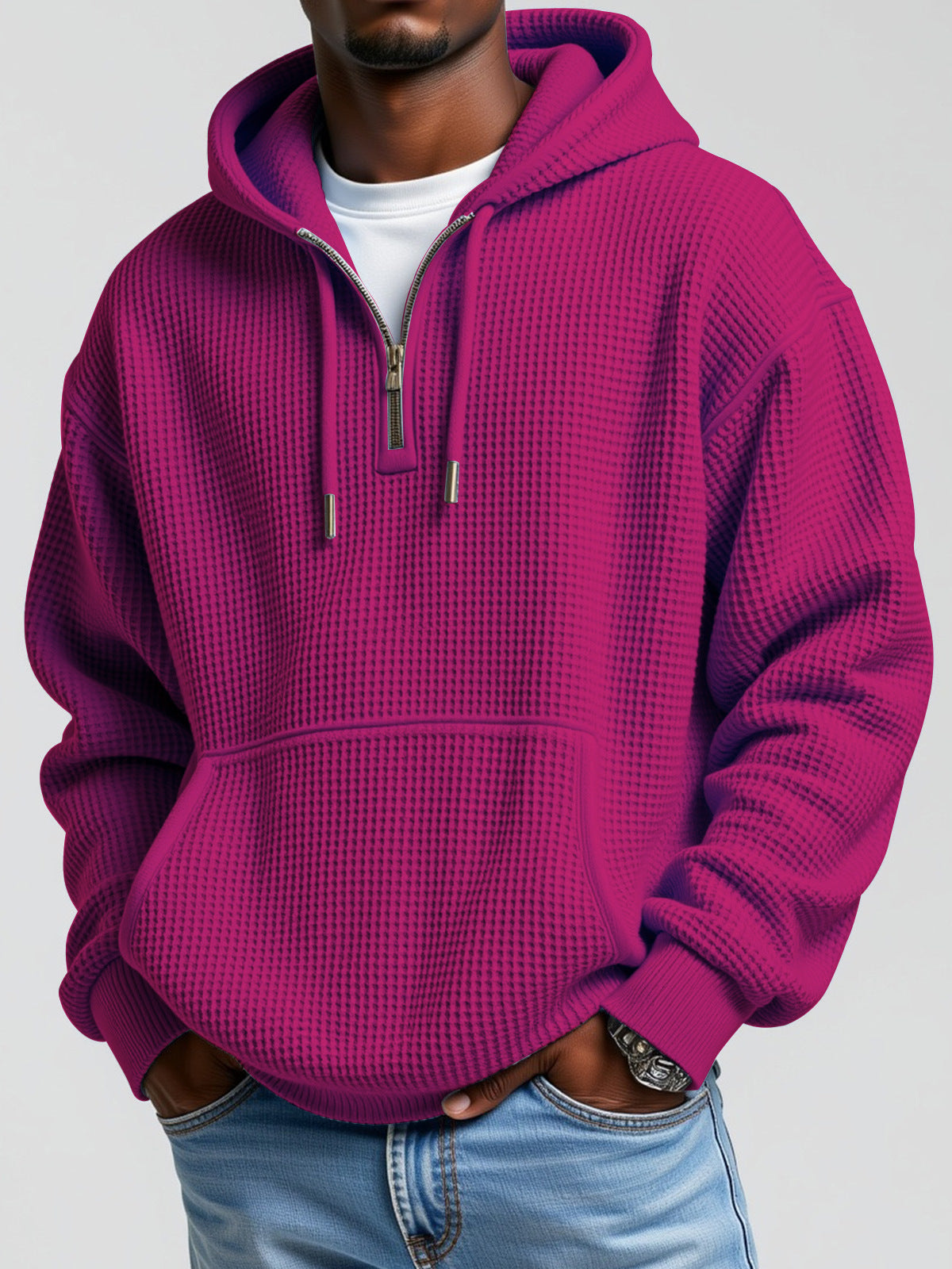 Solid color printed hoodie