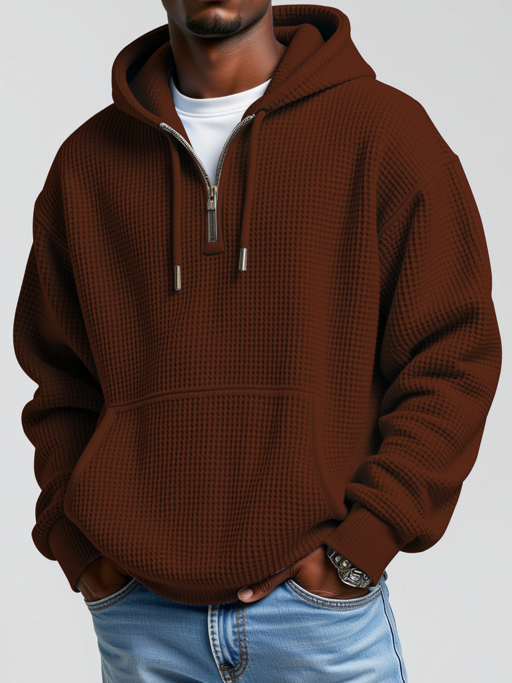 Solid color printed hoodie