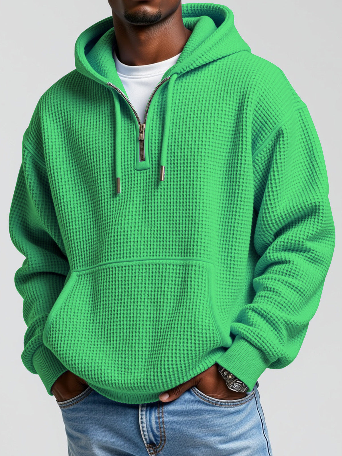 Solid color printed hoodie