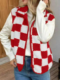 Checkered Vest Zipper Cardigan